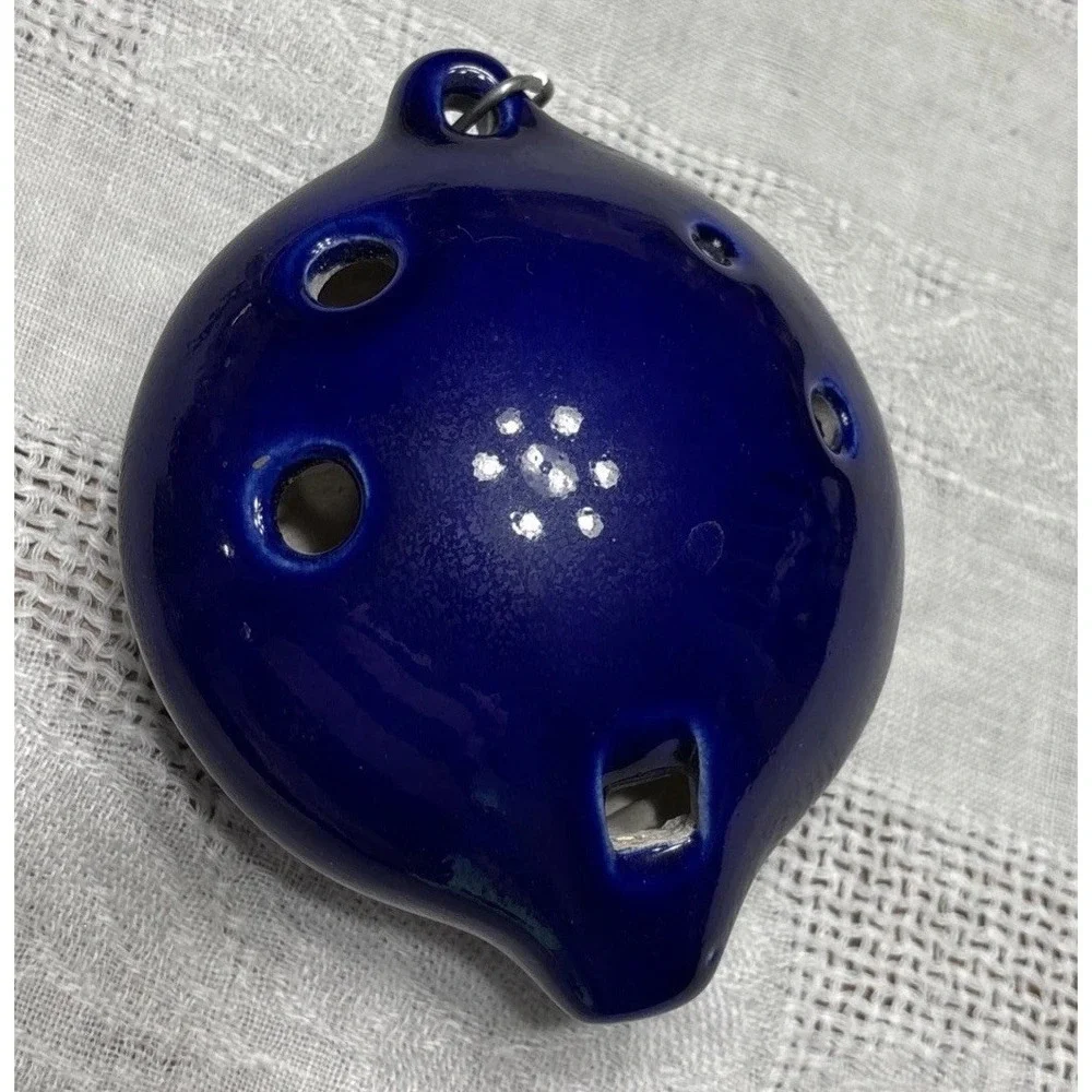 Blue Ceramic 6 Hole Ocarina Musical Instrument